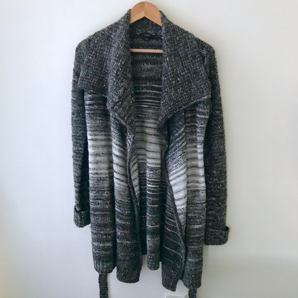 GUESS grey wool-blend cardigan sweater M